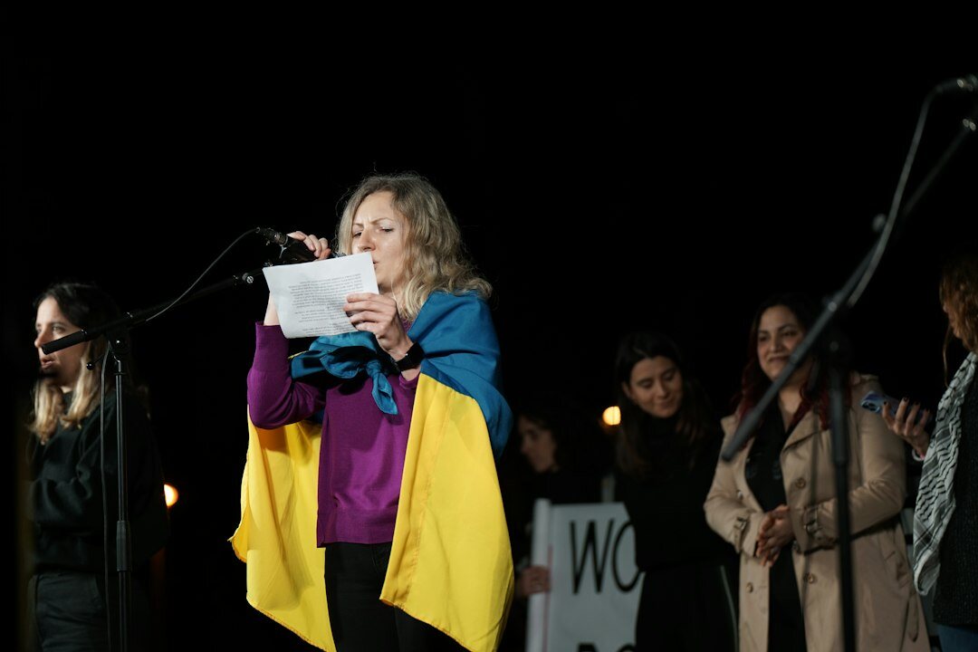 celebrity speaking at rally